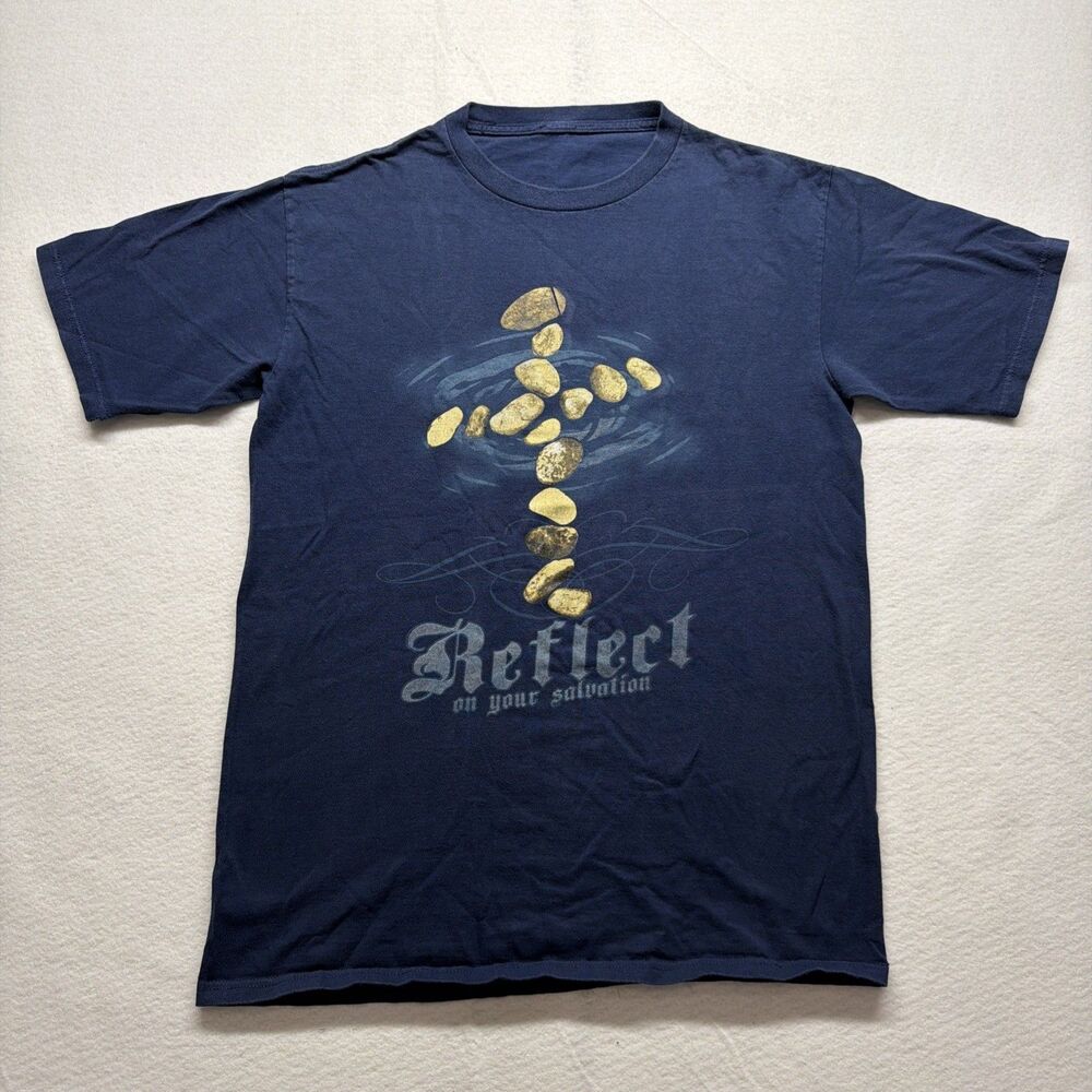 Vintage 90s Christian T-Shirt Reflect On Your Salvation Cross Jesus Tee Men's L